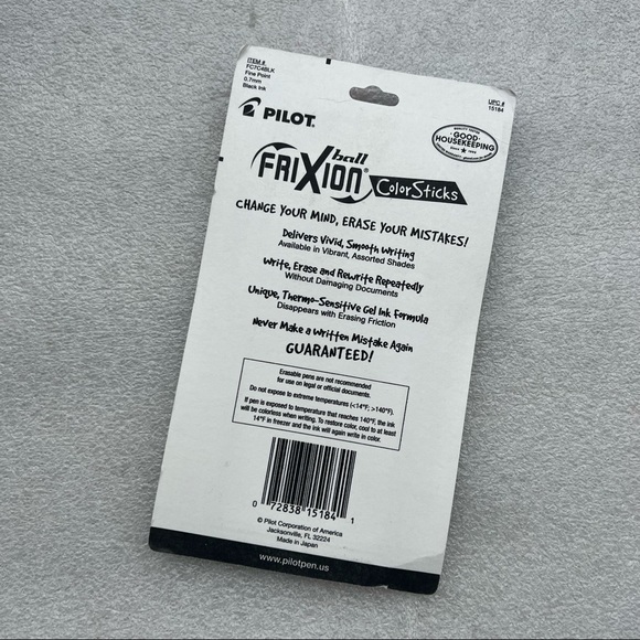 Pilot FriXion ColorSticks Erasable Pen, Black ink, Point: Fine (0.7mm), 4 Packs - Picture 4 of 5